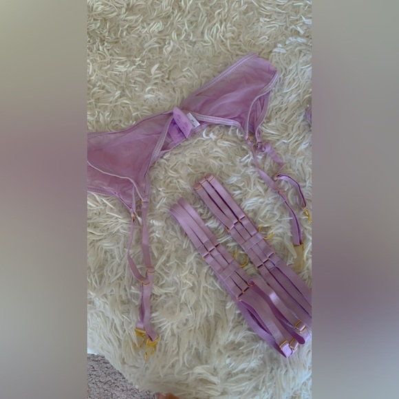 Lilac Mesh Sheer Lingerie Set with Choker Detail - Picture 4 of 7